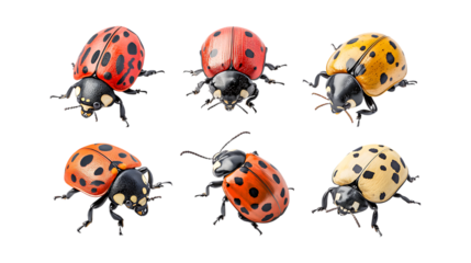 Pack Hug Bug set in Different Poses Against Transparent Background for Cute Illustrations, Insect Art, or Adorable Designs