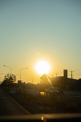 sunset in the city