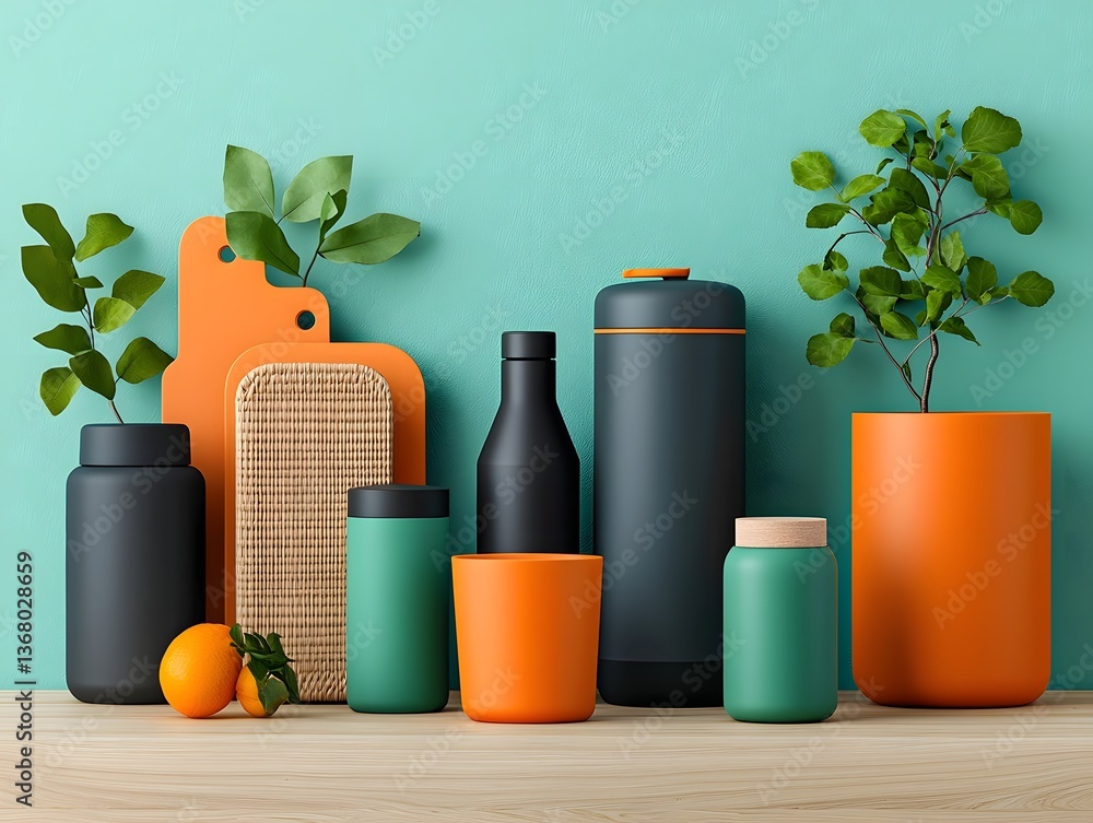 Poster a variety of storage containers and decor elements in an array of shapes textures and materials incl