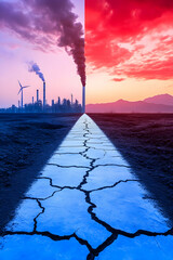 Dual environmental impact industrial pollution vs drought