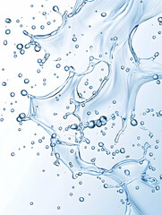Dynamic water splash with air bubbles, creating a flowing, translucent design