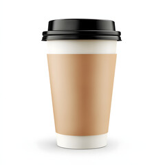 Realistic thermal coffee cup with blank tan sleeve and black lid featu ample copy space for personalized ing and text presentation ideas