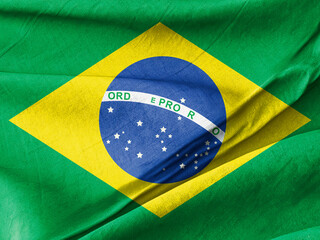 Brazilian National Flag with Green, Yellow, and Blue Colors Vibrantly Displayed