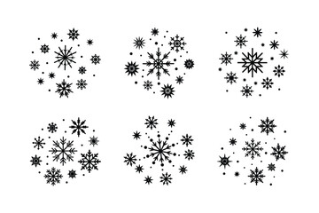 falling snowflakes sparkling vector art silhouette