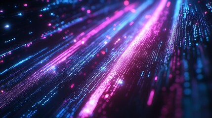 Fototapeta premium Abstract glowing lines, digital data stream, futuristic technology background