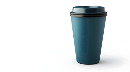 Teal Travel Mug with Black Lid Against White Background Featu Realistic Design and Ample Copy Space for Text to Use in Various Projects and Concepts