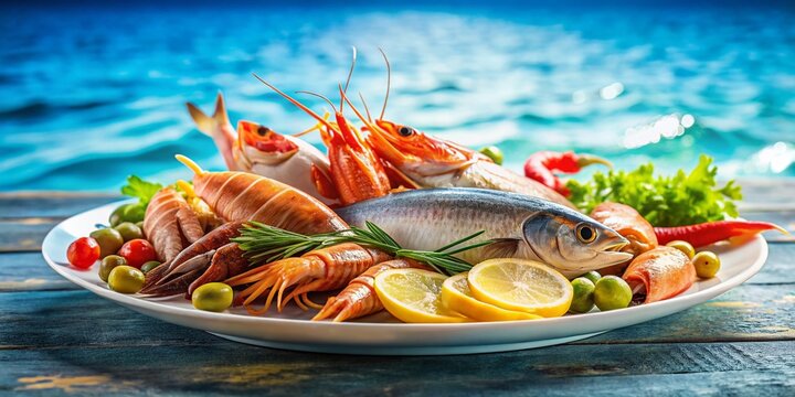 Serene Coastal Food Photography: Blue Ocean Ripple Background for Restaurant Menu