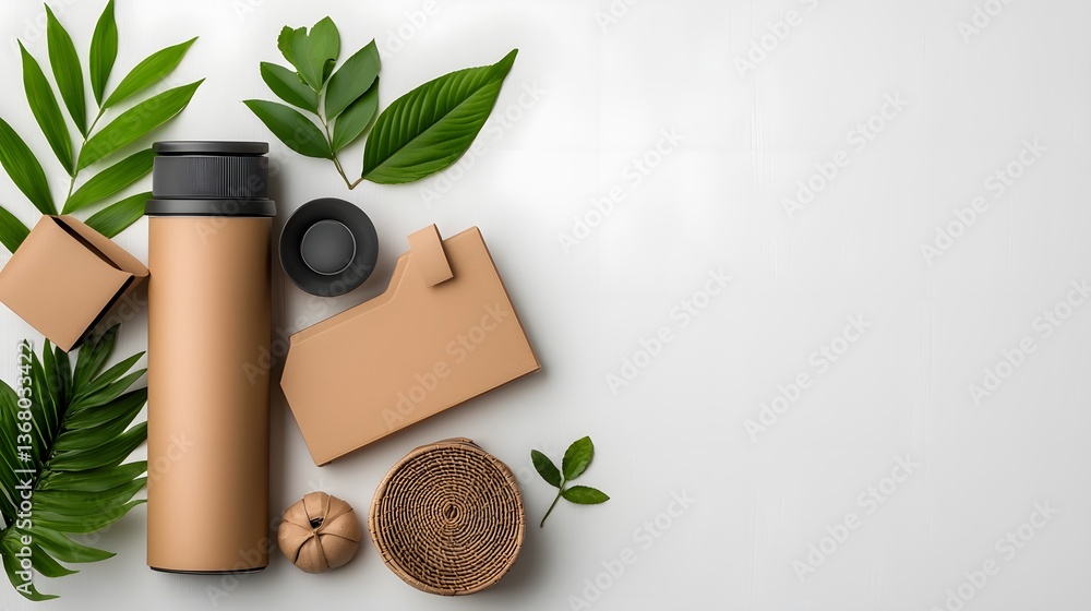 Poster assortment of cardboard wicker and metal storage containers in various shapes and textures displayed