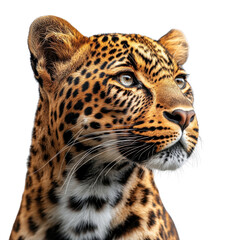 Obraz premium Close up of a leopard isolated on white background
