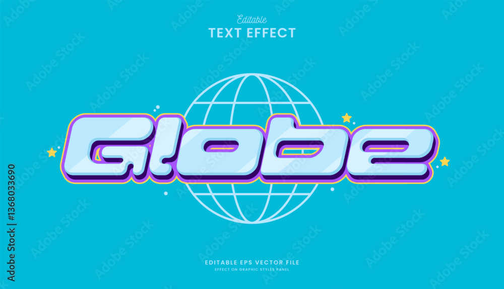 Poster decorative y2k globe editable text effect design