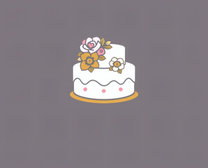 Delightful white cake adorned with colorful flowers for a joyful celebration on a special day