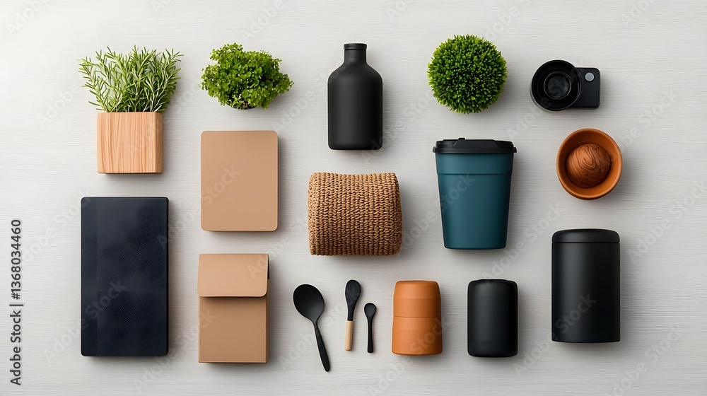 Poster assortment of storage containers in various shapes and textures including cardboard wicker and metal