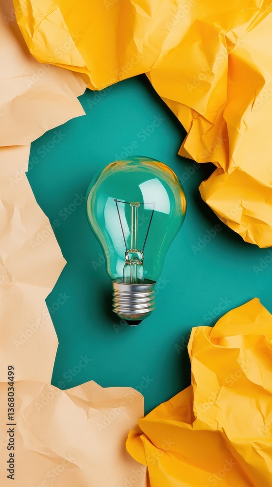 Aufkleber eco-innovation visuals sustainable design breakthrough with illuminated green lightbulb - creative b
