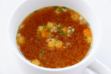 熱々のオニオンコンソメスープ
