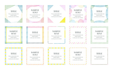 ベクターの水彩風　スクエアフレーム　セット