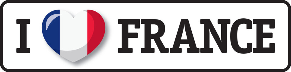 I love France, french flag heart showing patriotism and national pride
