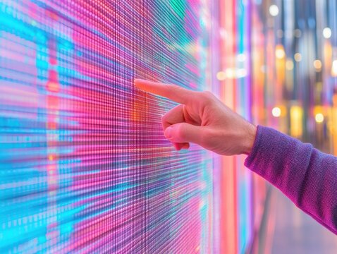 Interactive Digital Frontier Vibrant UX Design with Immersive Touch Interface - Cutting-Edge Tech Interaction Showcasing Futuristic User Experience Innovation