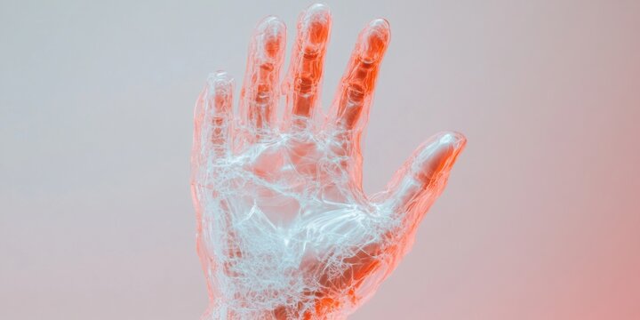 Translucent Digital Connectivity Ethereal Hand Visualization for Universal Day of Culture - Innovative Tech Storytelling in Holographic Communication Design