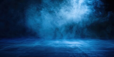 Empty Blue Lit Stage Background With a Mysterious Atmosphere