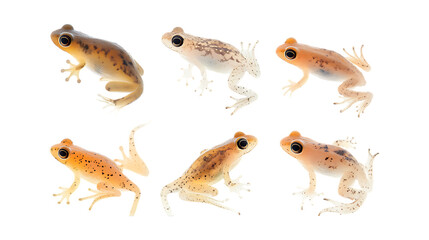 Fototapeta premium Pack Tiny Tadpole set in Different Poses Against Transparent Background for Aquatic Illustrations, Nature Art, or Amphibian-Themed Designs