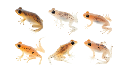 Pack Tiny Tadpole set in Different Poses Against Transparent Background for Aquatic Illustrations, Nature Art, or Amphibian-Themed Designs