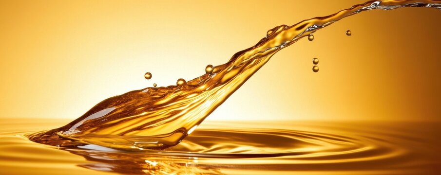 A vibrant splash of crystal-clear water arcs gracefully against a bright yellow background, creating a striking contrast that highlights the fluid motion and dynamic energy of the scene.