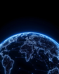 Glowing digital globe, showcasing global network connections