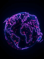 Glowing digital globe with interconnected lines representing global network