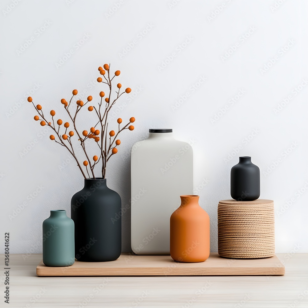 Poster curated arrangement of various storage containers made of cardboard wicker and metal showcased on a 