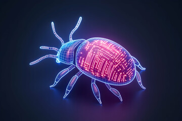 Glowing digital insect with circuit board design