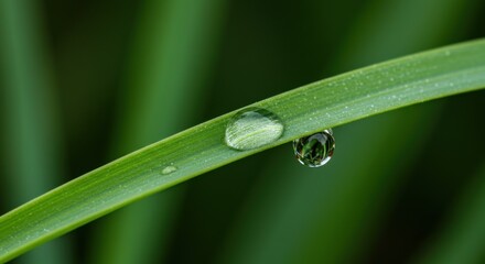 Close-up of a water droplet resting on a green leaf amidst lush foliage