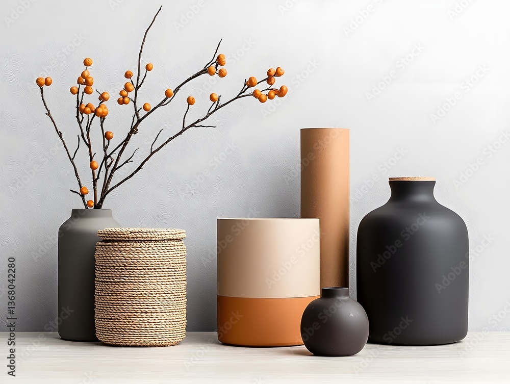 Poster curated collection of versatile storage vessels including cardboard boxes wicker baskets and metalli
