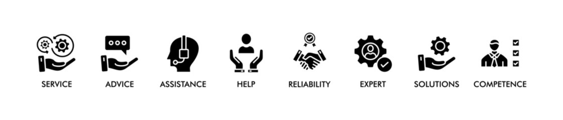SUPPORT banner web icon vector illustration concept for product and service quality inspection with an icon of service, advice, assistance, help, reliability, expert, solutions, competence, 