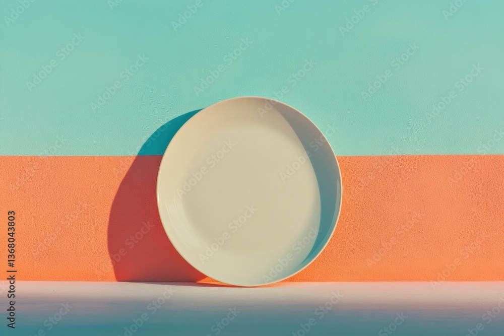 Aufkleber minimal color block ceramic plate contemporary design aesthetics for culinary branding and creative 