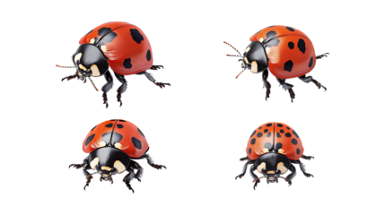 Pack Hug Bug set in Different Poses Against Transparent Background for Cute Illustrations, Insect Art, or Adorable Designs