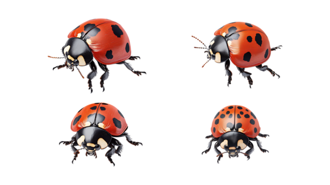 Pack Hug Bug set in Different Poses Against Transparent Background for Cute Illustrations, Insect Art, or Adorable Designs