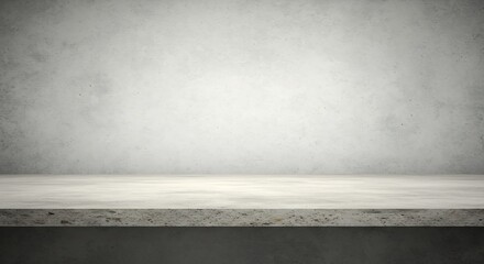 Empty shelf contrasts subtly against textured grey wall. AI Generated