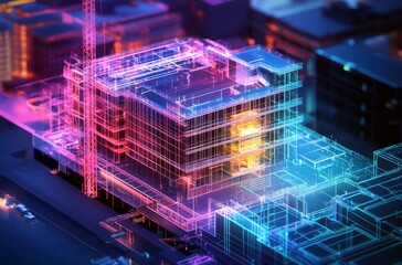 Fototapeta premium Smart construction site with BIM-integrated project