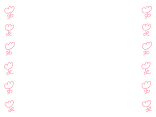 Fototapeta premium ゆるくて可愛いお花のラインフレーム チューリップ・春