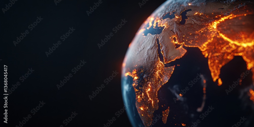 Poster Hyper-Connected Global Networks AI-Powered Digital Earth Visualization Showcasing Transformative International Business Infrastructure and Data Compliance Frameworks