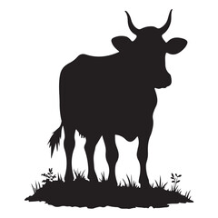 Cow silhouette vector art illustration 09