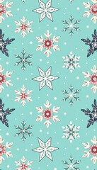 Charming hand-drawn snowflake & star repeat pattern Ideal for festive projects , abstract, illustration