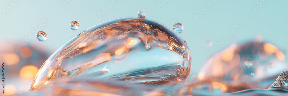 Aufkleber Fluid Dynamics Visualization Translucent Water Droplet Macro Revealing Molecular Elegance in Clean Energy Research and Environmental Innovation