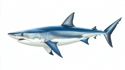 Obraz premium Illustration of a great white shark showcasing its sharp features.