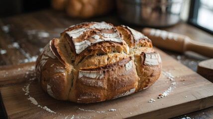 artisan bread loaf with rustic crust