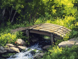 wooden bridge in the forest