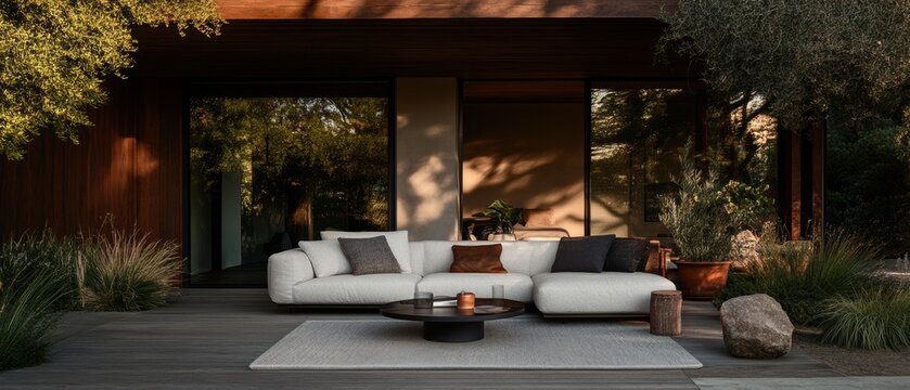 Minimalist Outdoor Sanctuary Sophisticated Modular Seating Design Transforming Contemporary Leisure Spaces with Biophilic Architectural Integration