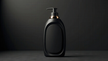 Obraz premium Pump bottle mockup. Matte black cosmetic bottles with pump dispenser