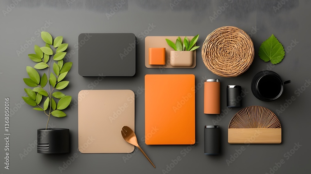 Poster flat lay featuring a collection of stylish storage solutions in various materials and finishes inclu