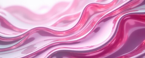 Obraz premium Swirling pink & white chrome abstract, metallic texture, swirl, minimal, white